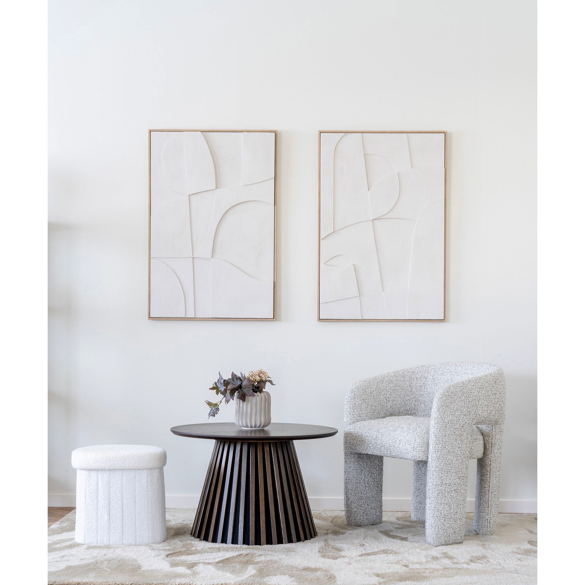 Medford Pouf - Pouf, teddy, white, HN1310<br>42,5x36,5 cm